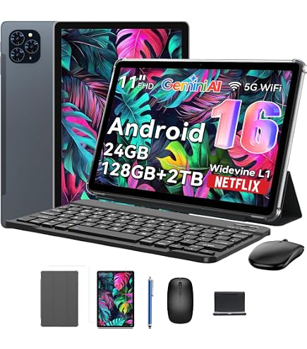 TABWEE T20 Android 16 Tablet with Keyboard - 24GB RAM + 256GB ROM